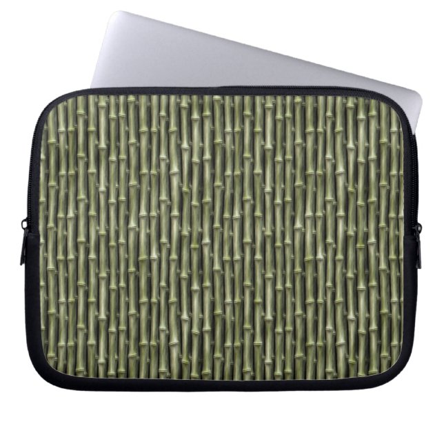 Green Bamboo Nature Pattern Laptop Sleeve (Front)