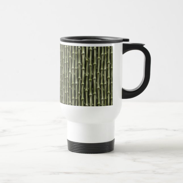 Green Bamboo Nature Pattern Travel Mug (Right)