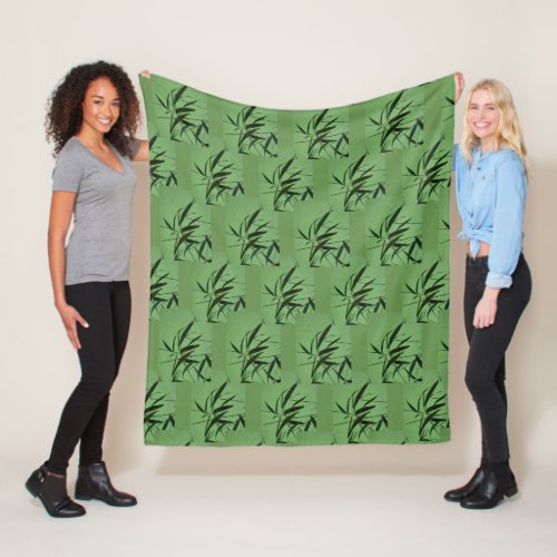 Green Bamboo Pattern Fleece Blanket