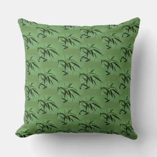 Green Bamboo Pattern Throw Pillow