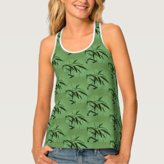 Green Bamboo Pattern Women's Tank Top