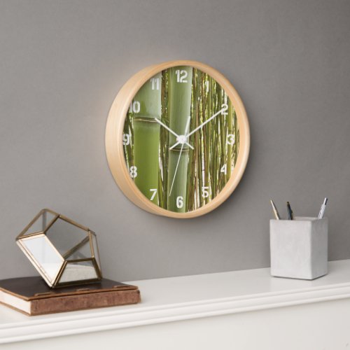 Green Bamboo Plants Botanical Clock