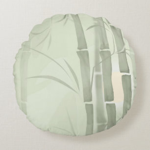 Green bamboo round pillow