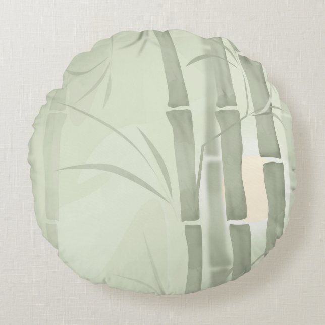 Green bamboo round pillow (Front)