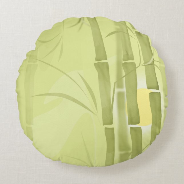 Green bamboo round pillow (Front)