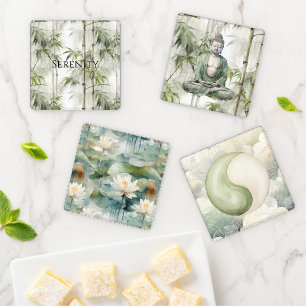 Green Bamboo Serenity Coaster Set
