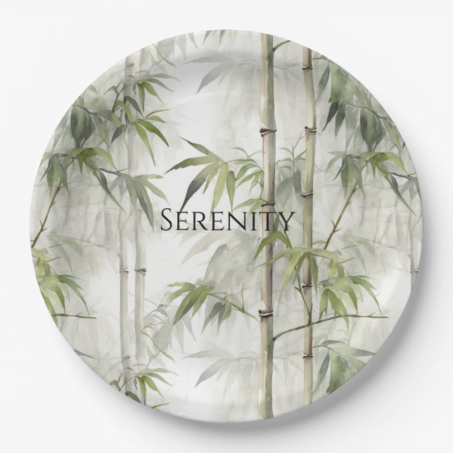 Green Bamboo Serenity Paper Plates (Front)
