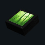 Green Bamboo - Silence Calms My Soul Keepsake Box<br><div class="desc">Text which says - silence calms my soul. With a lush emerald green image of bamboo stalks with long  delicate leaves and pale bokeh lights in the background.</div>