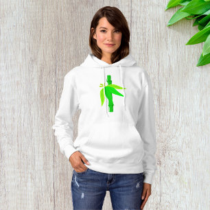 Green Bamboo Stalk with Tropical Leaves Hoodie