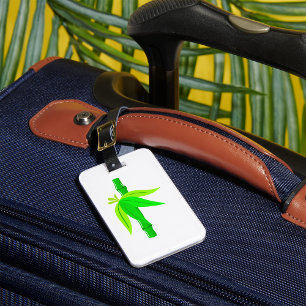 Green Bamboo Stalk with Tropical Leaves Luggage Tag