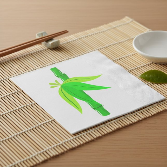 Green Bamboo Stalk with Tropical Leaves  Napkins (Creator Uploaded)