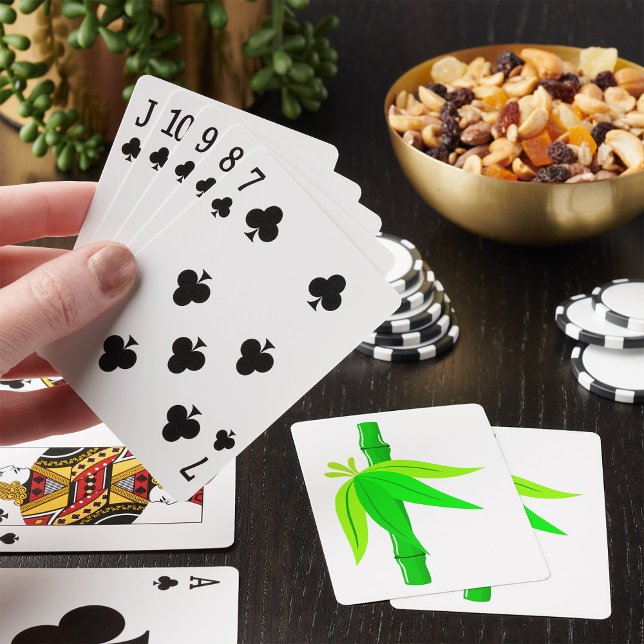 Green Bamboo Stalk with Tropical Leaves  Poker Cards (Creator Uploaded)