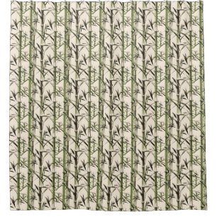 Green Bamboo Stalks and Leaves Shower Curtain