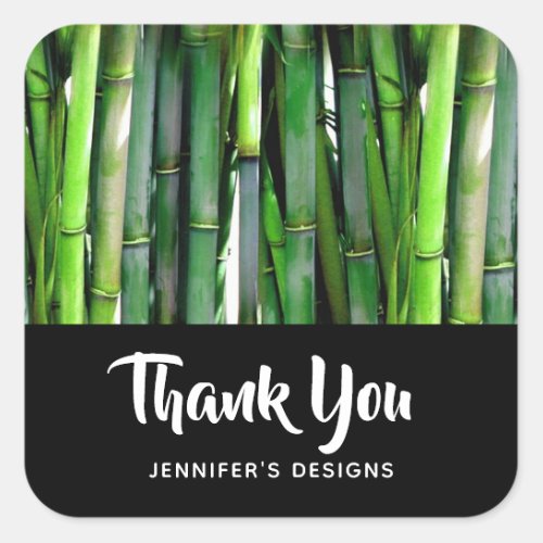  Green Bamboo Stalks Business Thank You Square Sticker