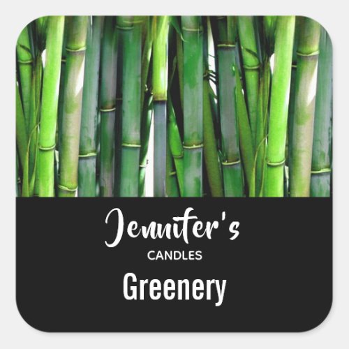 Green Bamboo Stalks Nature Photo _ Candle Business Square Sticker