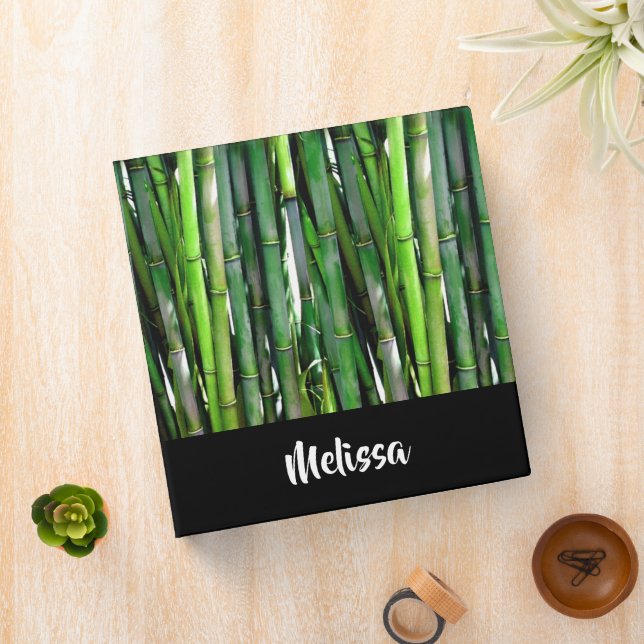 Green Bamboo Stalks Nature Photography 3 Ring Binder (In Situ)