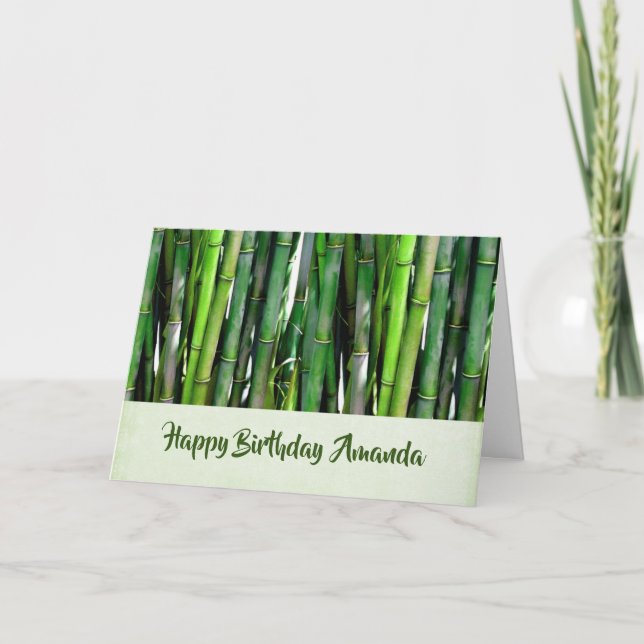 Green Bamboo Stalks Nature Photography Birthday Card (Front)
