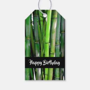 Green Bamboo Stalks Nature Photography Birthday Gift Tags