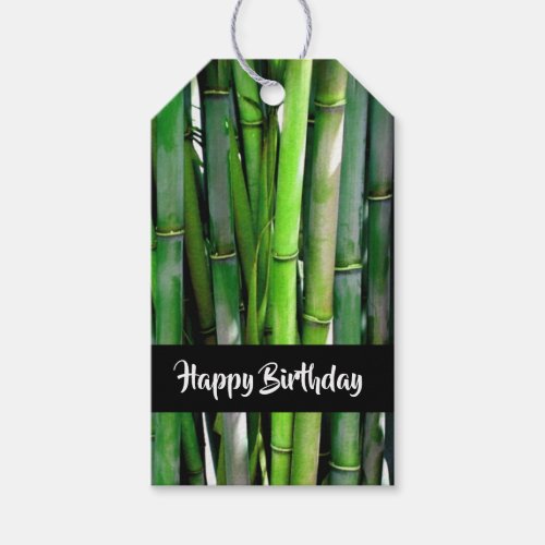 Green Bamboo Stalks Nature Photography Birthday Gift Tags