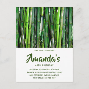 Green Bamboo Stalks Nature Photography Birthday Invitation Postcard