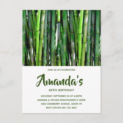 Green Bamboo Stalks Nature Photography Birthday Invitation Postcard