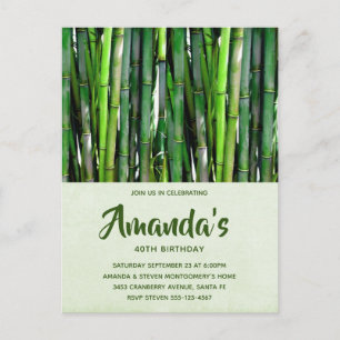 Green Bamboo Stalks Nature Photography Birthday Invitation Postcard