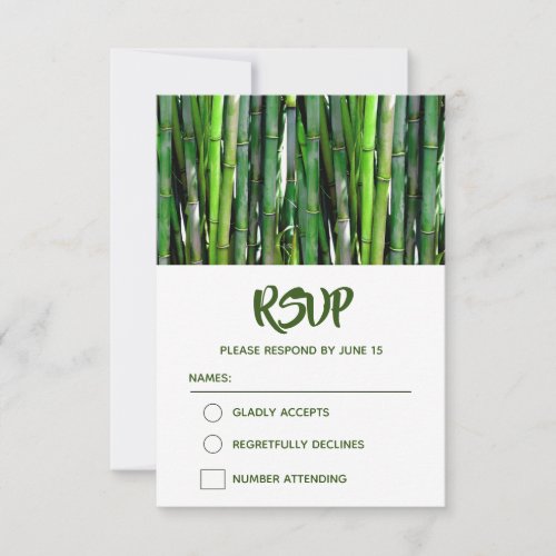 Green Bamboo Stalks Nature Photography Birthday RSVP Card