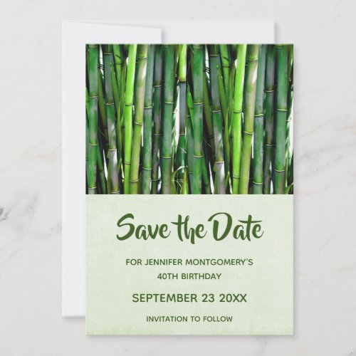 Green Bamboo Stalks Nature Photography Birthday Save The Date
