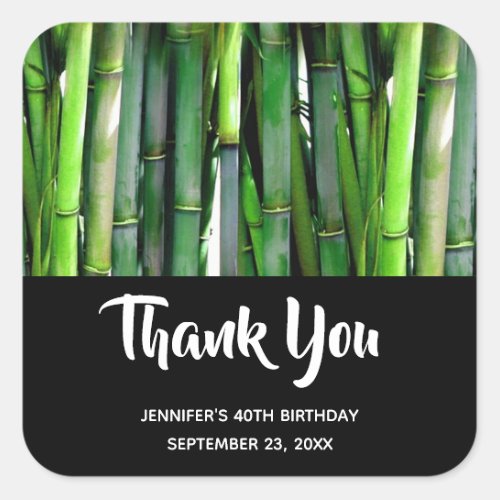 Green Bamboo Stalks Nature Photography Birthday Square Sticker