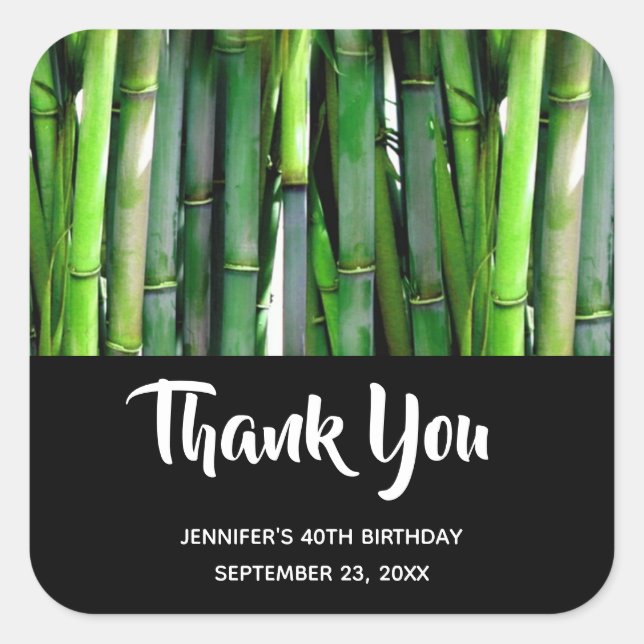 Green Bamboo Stalks Nature Photography Birthday Square Sticker (Front)