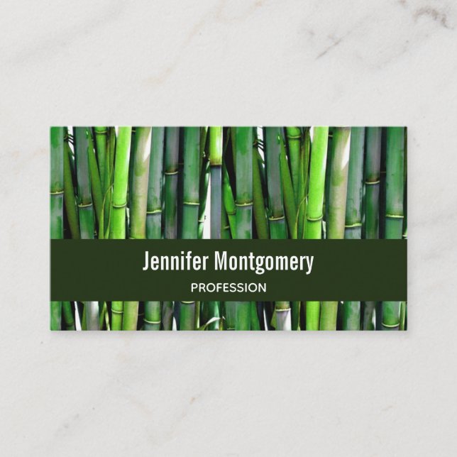 Green Bamboo Stalks Nature Photography Business Card (Front)