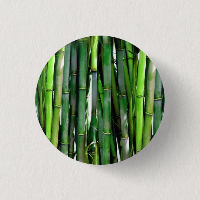 Green Bamboo Stalks Nature Photography Button (Front)