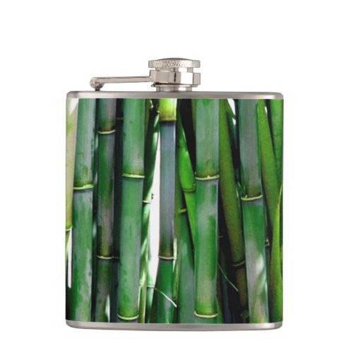 Green Bamboo Stalks Nature Photography Flask