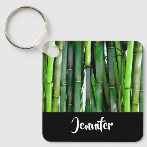 Green Bamboo Stalks Nature Photography Keychain
