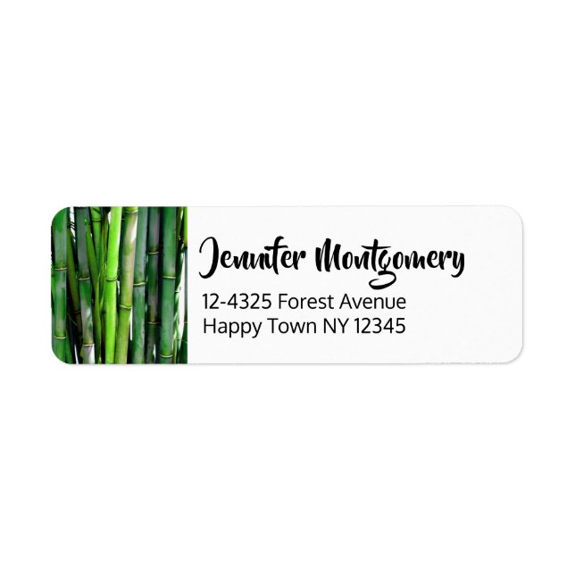 Green Bamboo Stalks Nature Photography Label (Front)