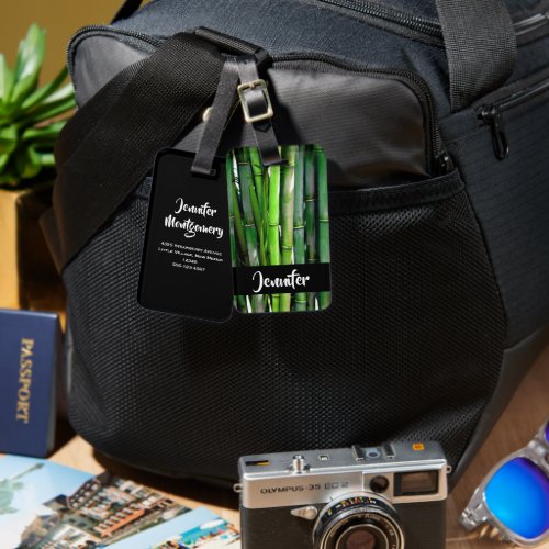 Green Bamboo Stalks Nature Photography Luggage Tag