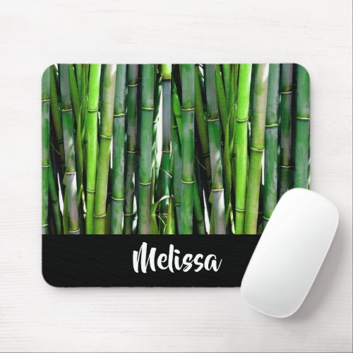 Green Bamboo Stalks Nature Photography Mouse Pad