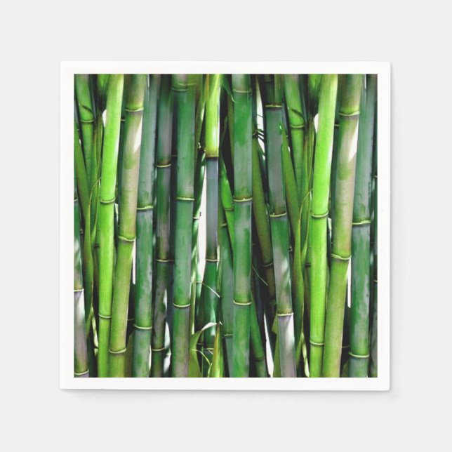 Green Bamboo Stalks Nature Photography Napkins (Front)