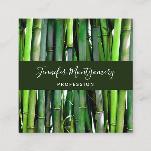 Green Bamboo Stalks Nature Photography Square Business Card