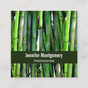 Green Bamboo Stalks Nature Photography Square Business Card