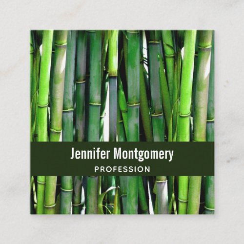 Green Bamboo Stalks Nature Photography Square Business Card