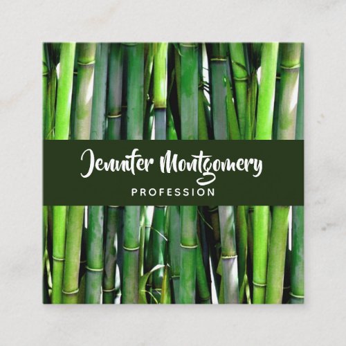 Green Bamboo Stalks Nature Photography Square Square Business Card