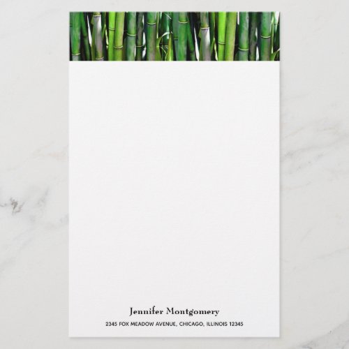 Green Bamboo Stalks Nature Photography Stationery