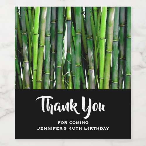Green Bamboo Stalks Nature Photography Thank You Wine Label