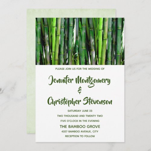 Green Bamboo Stalks Nature Photography Wedding Invitation