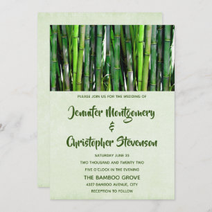 Green Bamboo Stalks Nature Photography Wedding Invitation