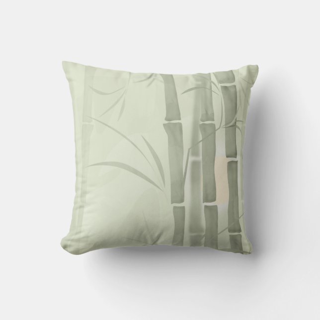 Green bamboo throw pillow (Front)