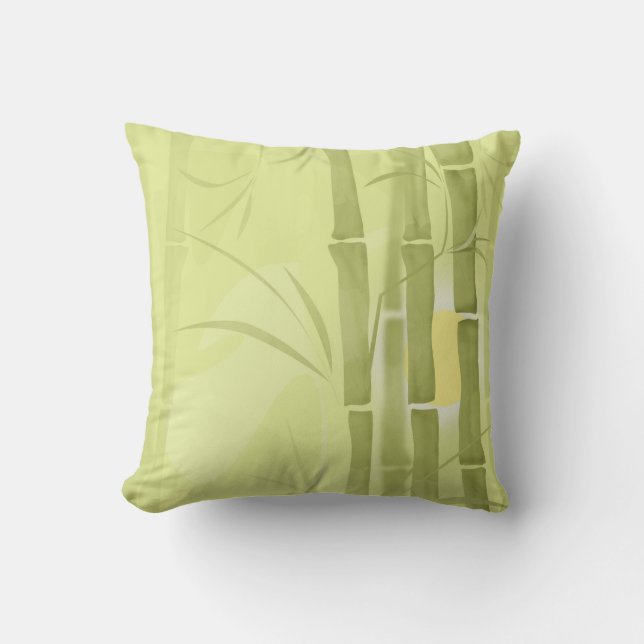 Green bamboo throw pillow (Front)