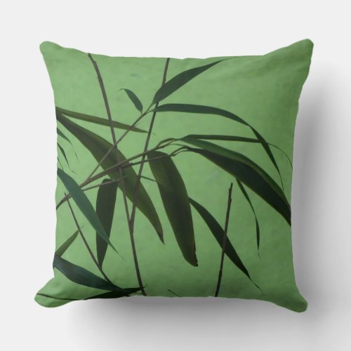Green Bamboo Throw Pillow