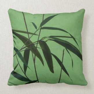 Green Bamboo Throw Pillow